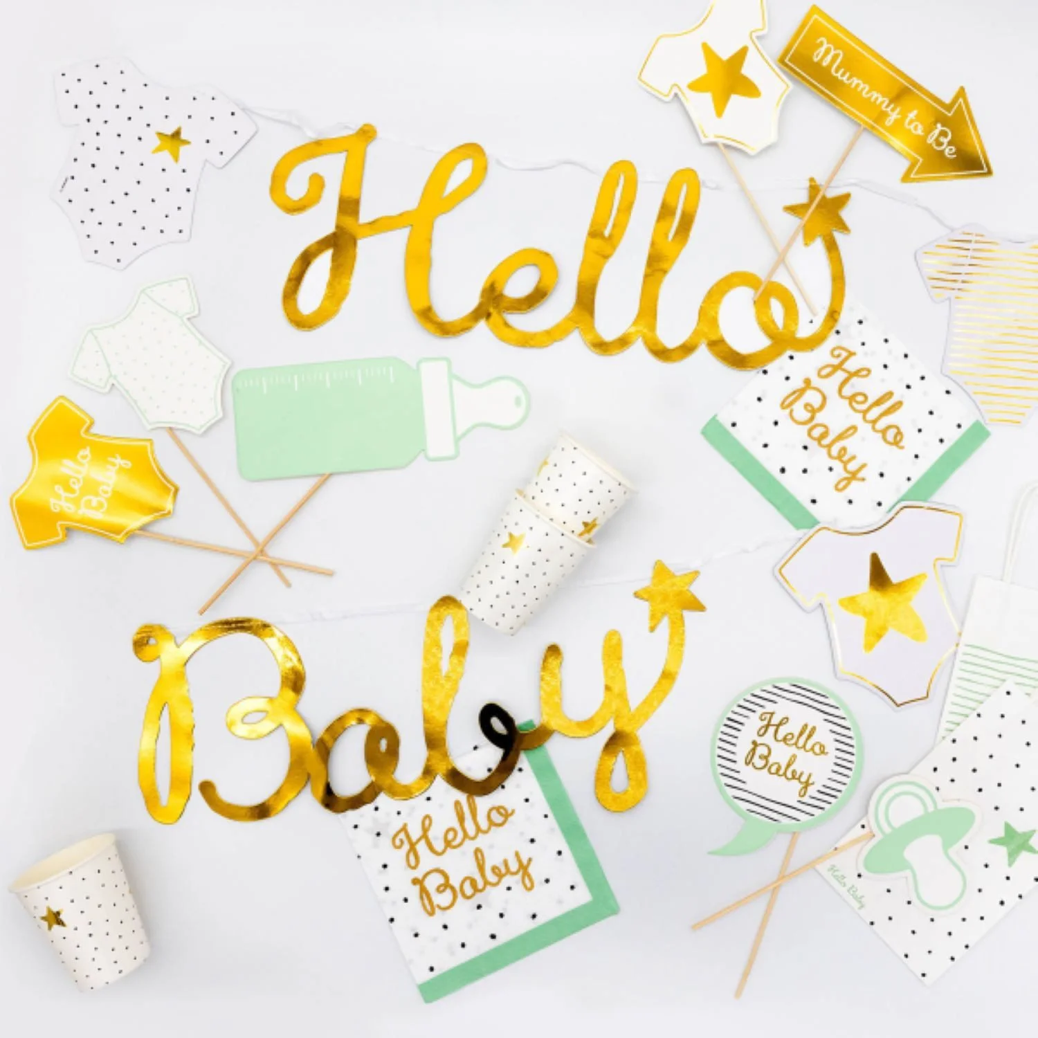 AMSCAN Einwegbecher „Hello Baby“ – 8 Stk., 250 ml